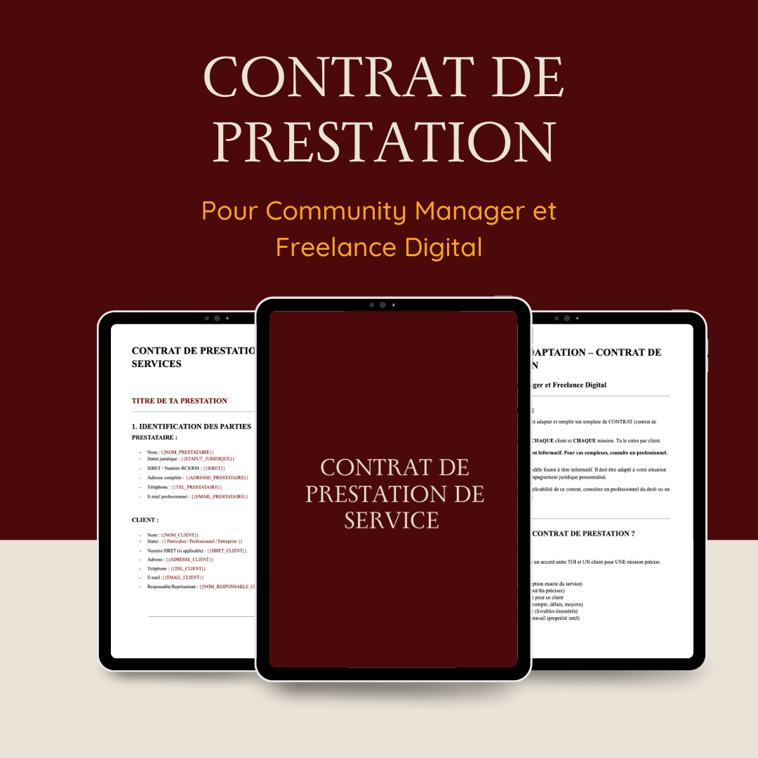 Template de Contrat de Prestation – Community Manager & Freelance Digital